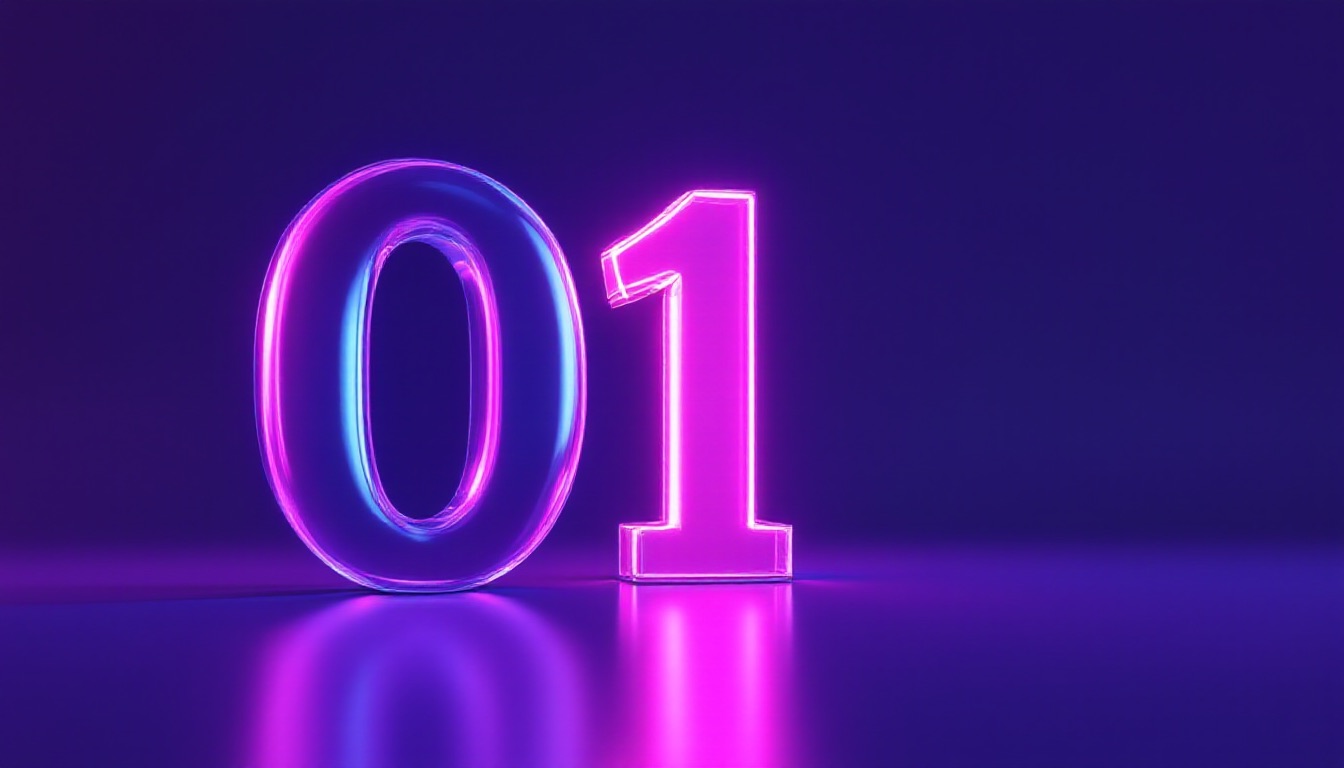 Glass number zero and a glowing glass number one — zero to one startup branding
